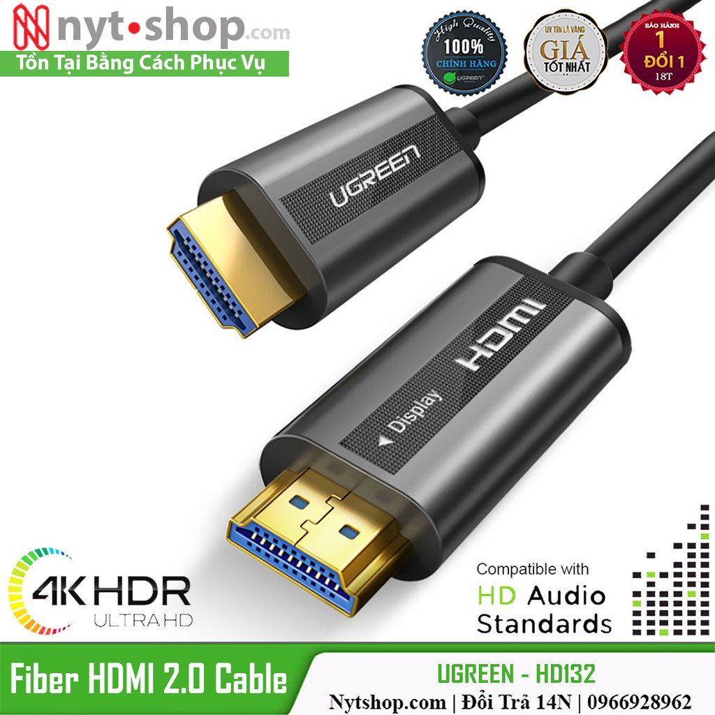 Cáp HDMI 2.0 Sợi Quang Dài 20M Chính Hãng UGREEN HD132 Cao Cấp