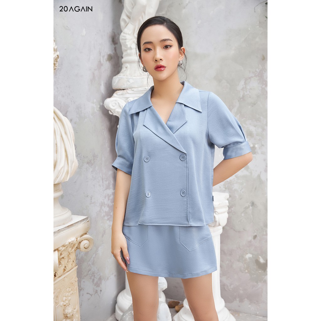 Áo sơ mi nữ công sở 2 hàng khuy 20 Again ASA1107 | BigBuy360 - bigbuy360.vn