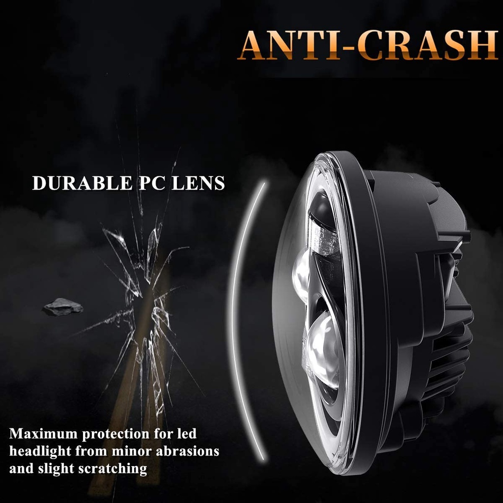 Đèn Pha LED 5.75 Inch 5-3 / 4 Mắt Thiên Thần Tương Thích Với Harley Davidson Iron 883 1200 Dyna Sportster Street Bob