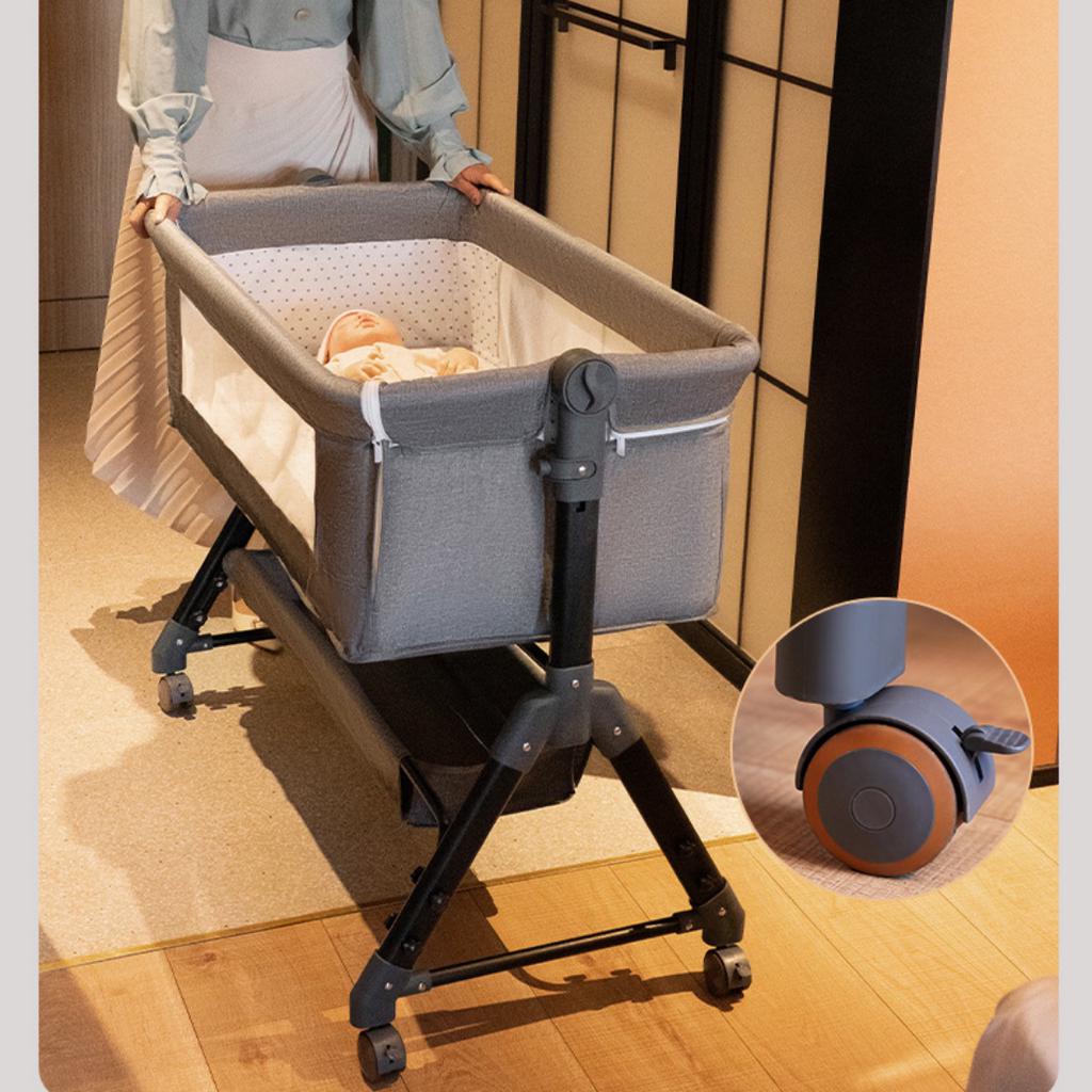 Nôi cho bé ghép cạnh giường bố mẹ tăng chỉnh được chiều cao, Shop Bố Sam, Nôi trẻ em gấp gọn tặng nệm, giường cho bé