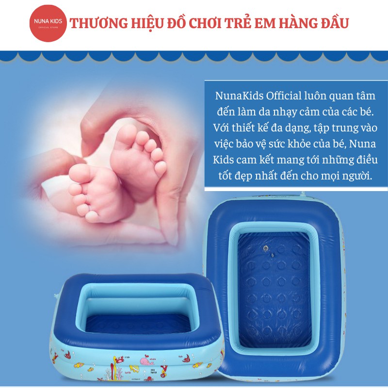 (Hàng Mới Về) Bể bơi cho bé NUNAKIDS cao cấp đủ kích cỡ đáy chống trượt, bể bơi phao TẶNG 5 bóng, miếng vá, kèm Bơm điện