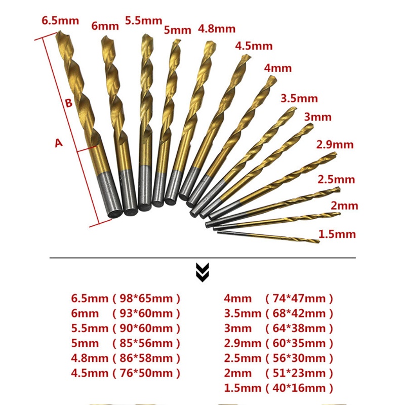 Bộ 13 Mũi Khoan Xoắn Tốc Độ Cao HSS Cho Khoan Kim Loại