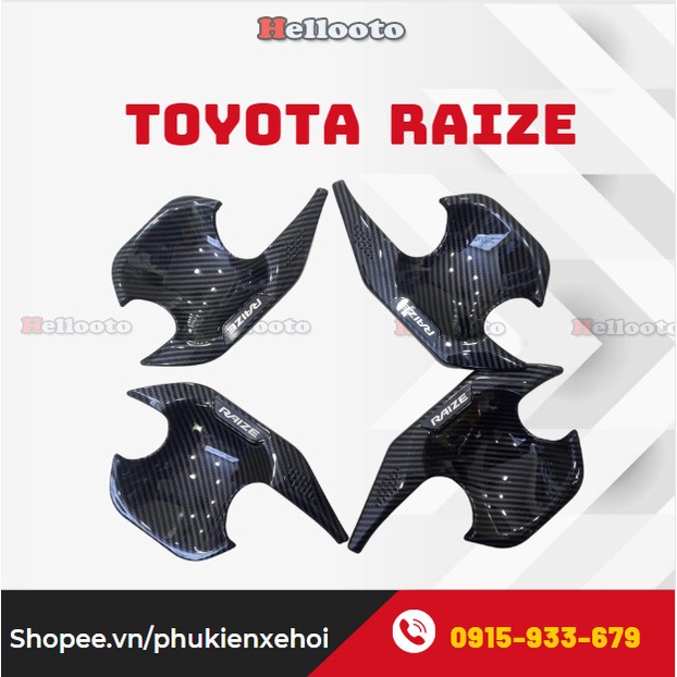 Bộ 4 Ốp Hõm Cửa Xe Toyota Raize 2021 2022 Mạ Crom/ Carbon Cao Cấp trang trí chống xước tay cửa xe