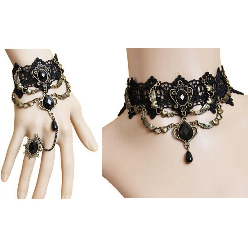 Vòng Cổ Choker Phối Ren Hoa Phong Cách Vintage Thanh Lịch