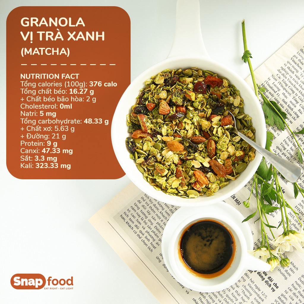 [SNAPSN002 Giảm giá 15%] Ngũ cốc GIẢM CÂN - Ngũ cốc ăn liền GIẢM CÂN  EATCLEAN - Granola vị matcha (500gr) | BigBuy360 - bigbuy360.vn