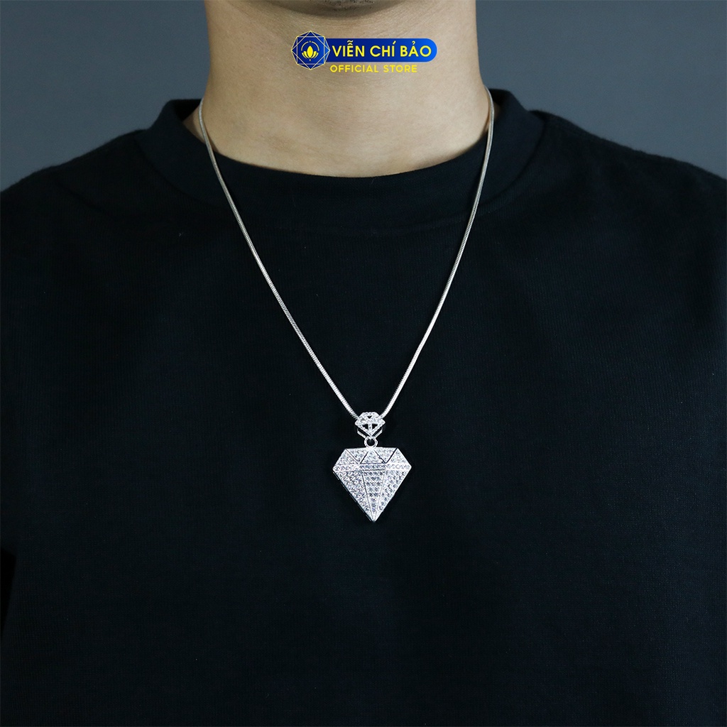 Mặt dây chuyền đá trắng chất liệu bạc 925 thời trang phụ kiện trang sức nam Viễn Chí Bảo M300013