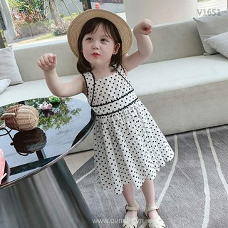 [Váy cao Cấp] Váy chấm bi dành cho bé gái ( chấm bi đen trắng )