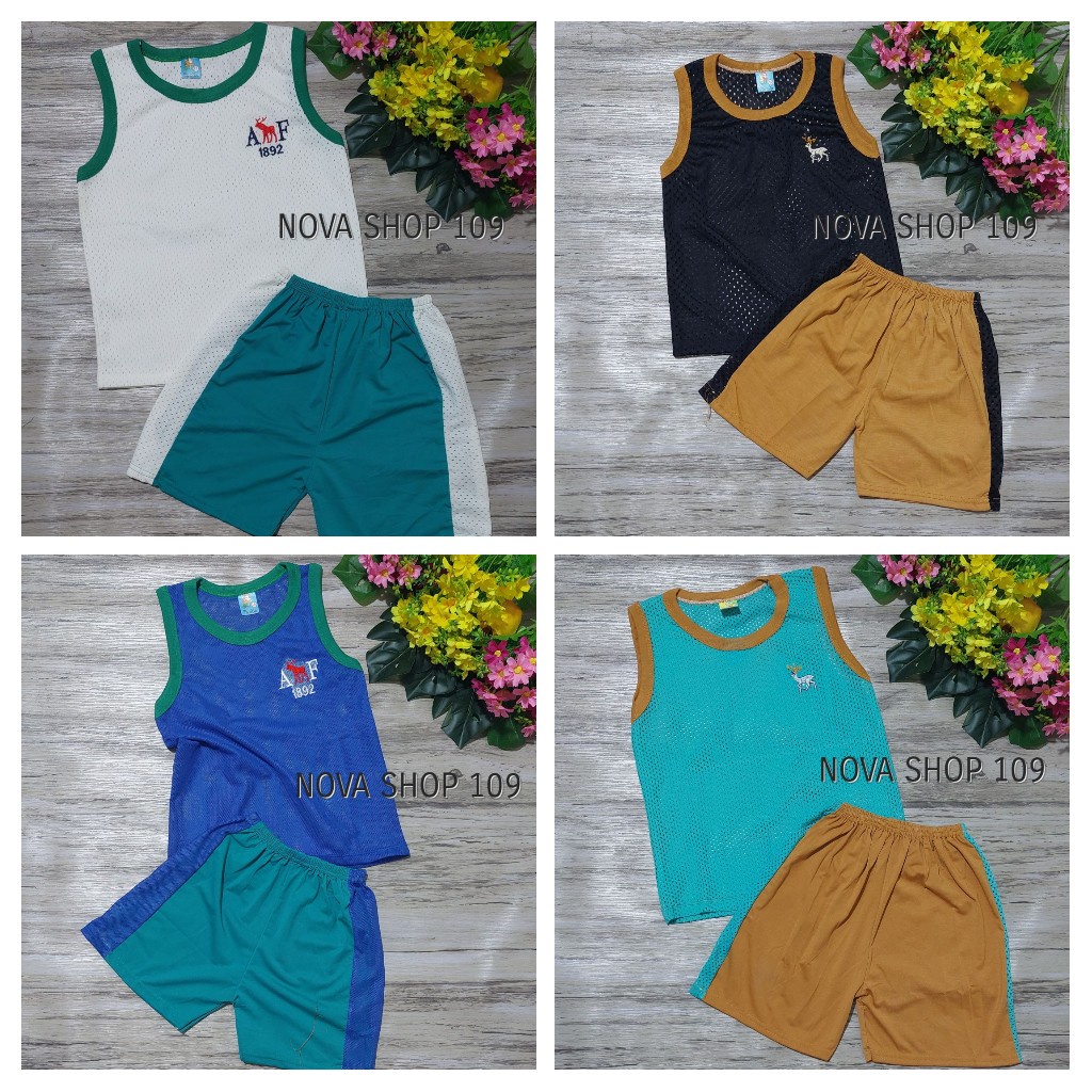 85k Combo 2 Bộ đồ bé trai, Bộ đồ lưới màu bé trai mát mẻ, phù hợp cho bé từ 11-20kg, cho bé trai từ 2-6 tuổi