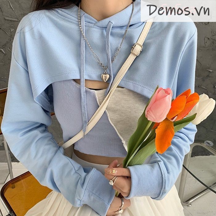 Set Áo Hoodies Có Nón Dài Tay + Quần Dài Ống Rộng Thời Trang Nữ