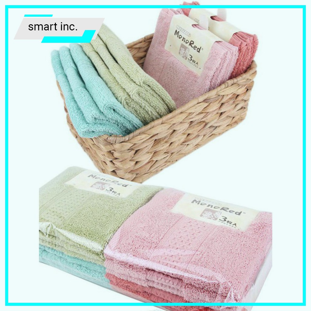 3 Khăn Lau Mặt Monored Nhật Bản 🚀FREESHIP🚀 Cho Em Bé Trẻ Con 100% Cotton, Cao Cấp, Mềm Mịn Kháng Khuẩn Nano 34x34cm