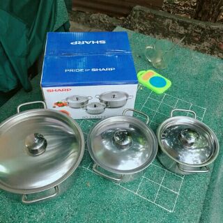 BỘ NỒI INOX SHARP 3 CÁI SỊN SÒ.