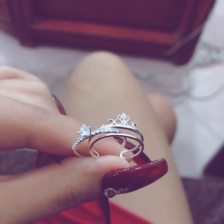 (Siêu rẻ) Nhẫn cặp vương miện bạc ta