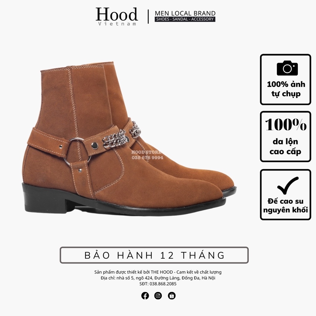 Giày Harness Boot da lộn NÂU - Đế cao su đuc nguyên khối - Bảo hành 12 tháng Hood HoodVN | BigBuy360 - bigbuy360.vn
