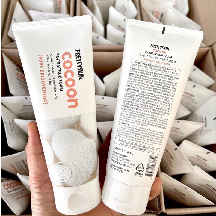 Sữa Rửa Mặt Tẩy Da Chết Kén Tằm Pretty Skin - PrettySkin Cocoon Pore Scrub Foam 150ml