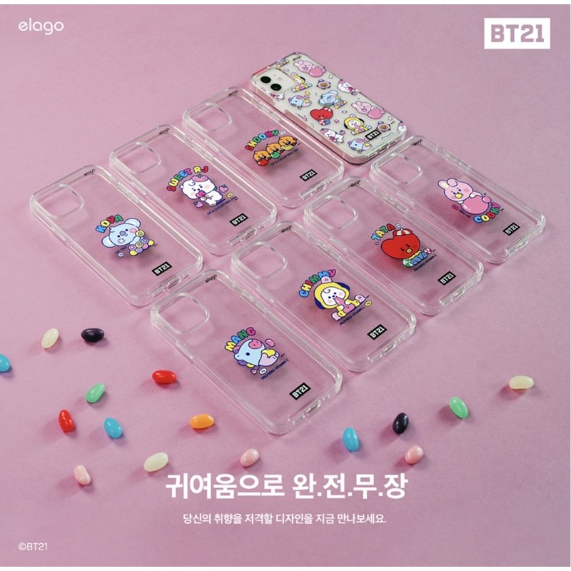 Ốp lưng BT21 Baby x Elago chống sốc iphone 12 nhiều loại | Jelly Candy phone case (chính hãng)