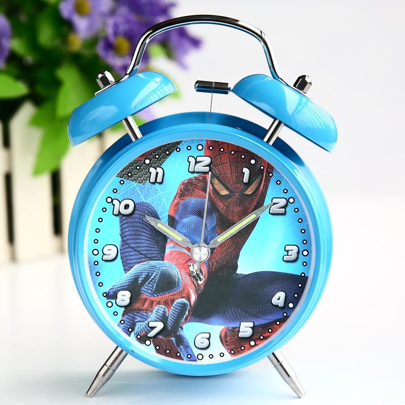 Đồng Hồ Báo Thức Bằng Kim Loại Hình Người Nhện Đơn Giản Sáng Tạo Cho Bé Trai