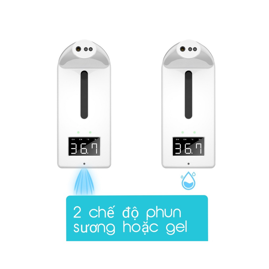 Nhiệt kế hồng ngoại K10 Pro + máy khử trùng khử trùng 2 trong 1 / đo nhiệt độ / rửa tay / khử trùng / cảm ứng tự động dung tích 1000ml