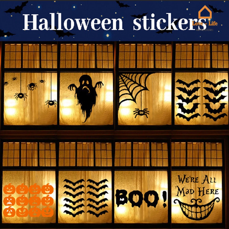 Miếng Dán Tường / Cửa Sổ / Nền Trang Trí Phòng Halloween Hình Bí Ngô / Chú Hề / Ma Quỷ Kinh Dị