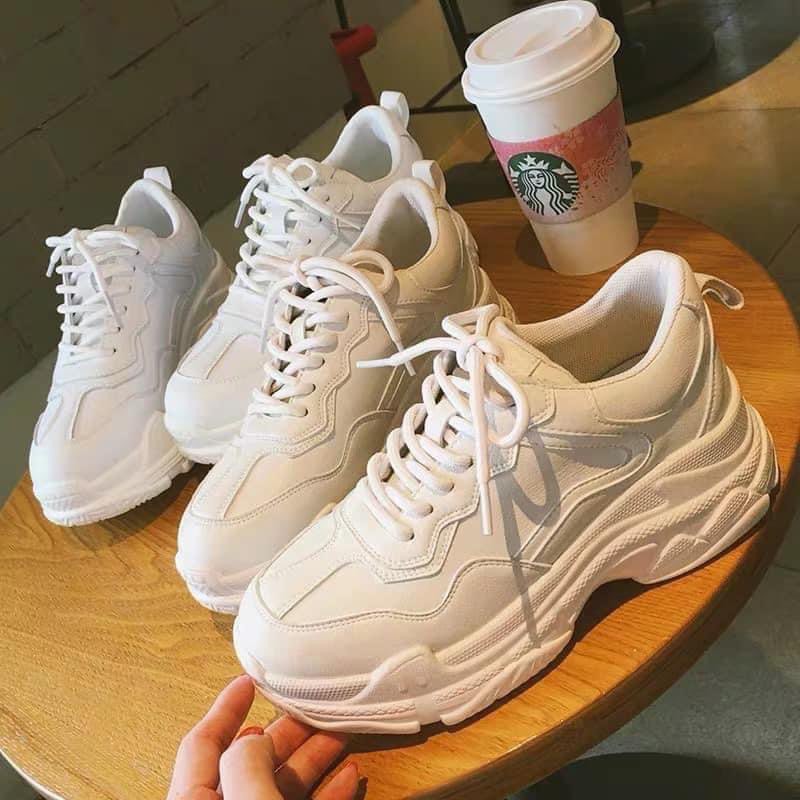 GIÀY SNEAKER NỮ TRẮNG ĐỘN ĐẾ KIỂU DÁNG HÀN QUỐC MẪU HOT