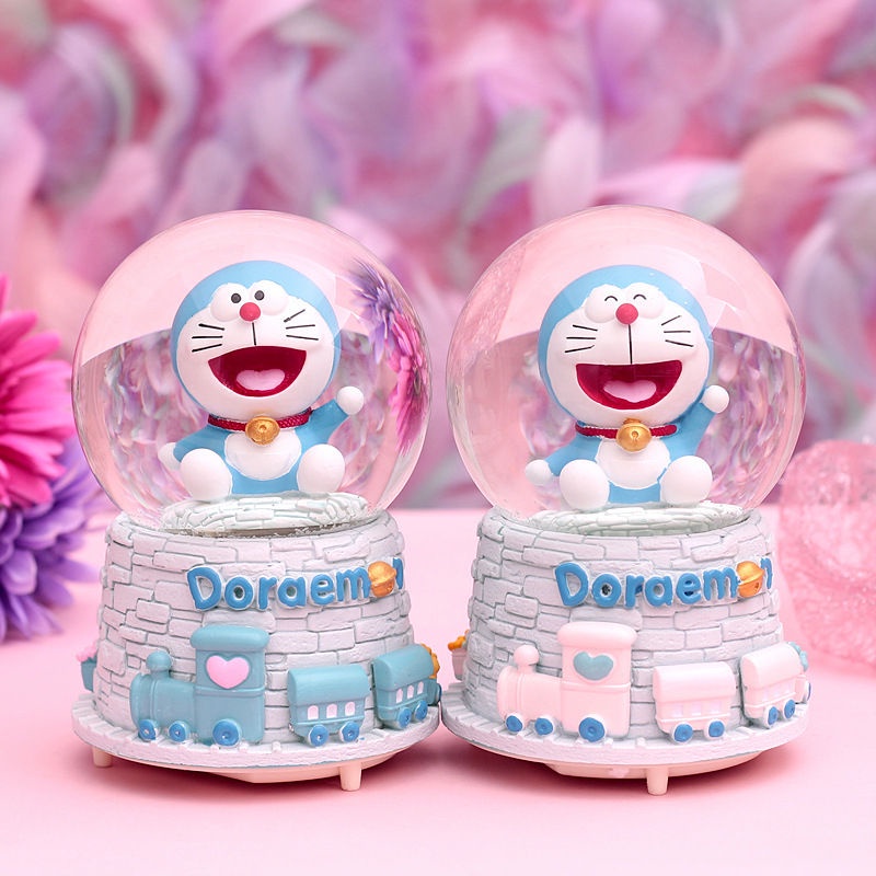 Hộp nhạc hình quả cầu pha lê có đèn LED hình tuần lộc/ bông tuyết dễ thương trang trí nhà cửa/ làm quà tặng sinh nhật Giáng Sinh