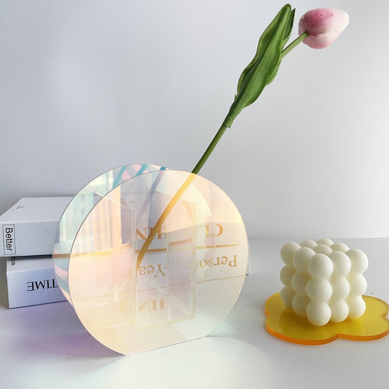 Chậu Hoa Bằng Acrylic Màu Cầu Vồng Phong Cách Bắc Âu