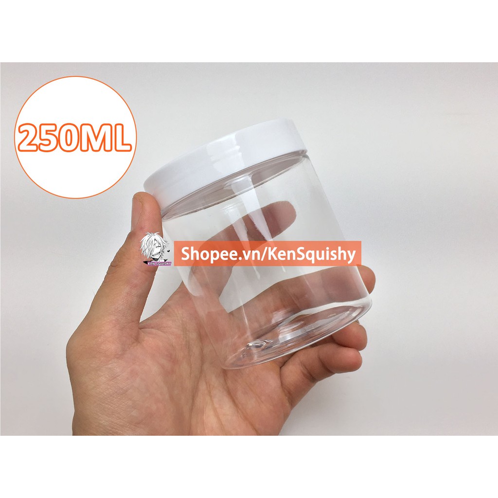 Hộp Đựng Slime Kiểu Mỹ 250ML Nắp Trắng Nhựa Cứng Trong Suốt