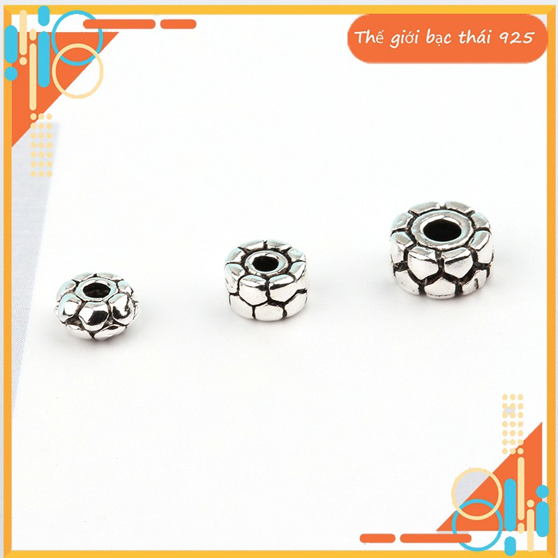 Charm bạc chặn hạt họa tiết hoa văn