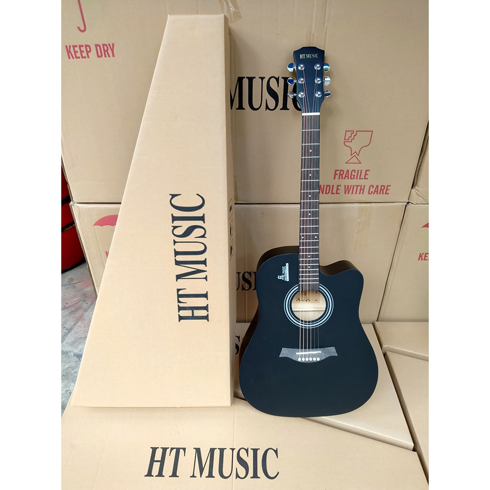 [Tặng kèm phụ kiện] Đàn guitar acoustic HT music giá rẻ sinh viên màu đen