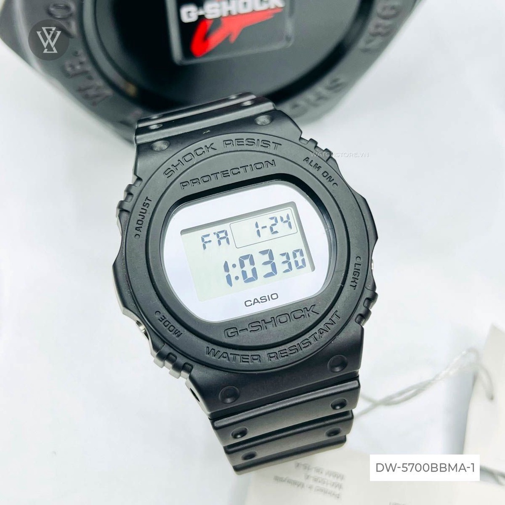 Đồng Hồ Điện Tử Nam Casio G-Shock WATCHSTORE DW-5700BBMA-1DR Thiết Kế Kính Khoáng 45.4mm, Dây Và Vỏ Nhựa Cao Cấp