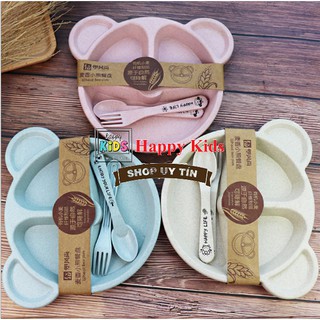 Khay ăn lúa mạch hình gấu an toàn cho bé