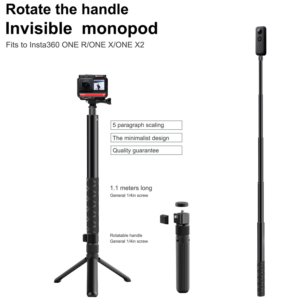 Gậy Chụp Hình Tự Sướng Xoay Được Cho insta360 one r x2 gopro max
