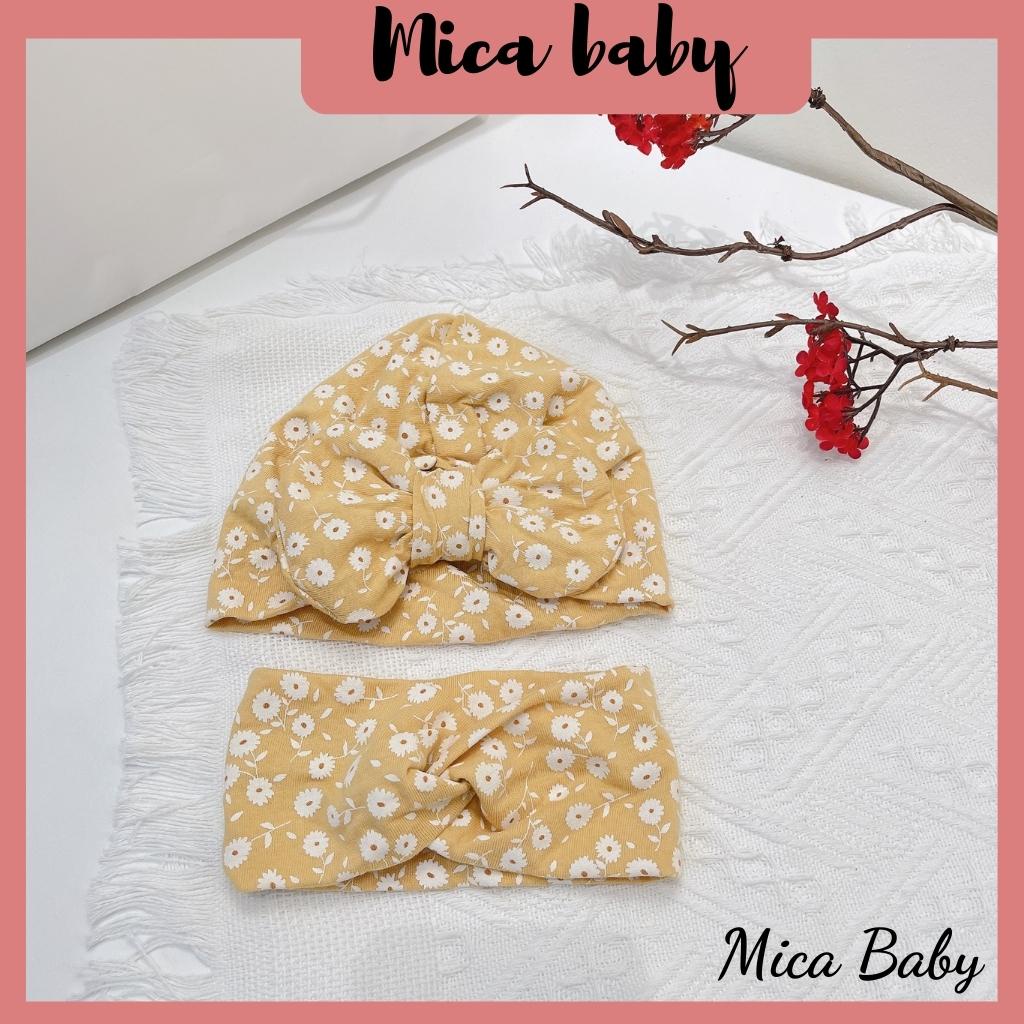 Mũ nón turban thắt nơ hoa vàng đáng yêu cho bé từ 6-10kg Mica baby MTB70