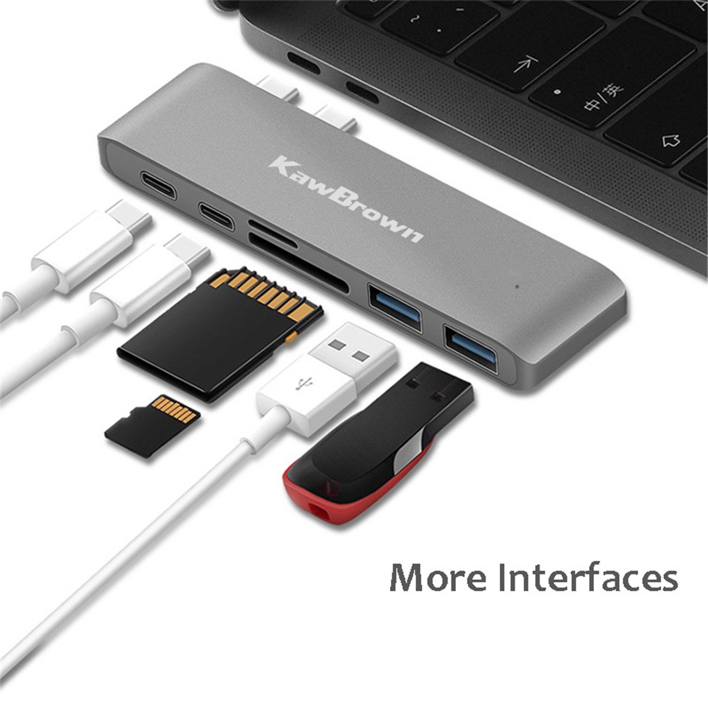 7-in-1 USB C Hub Type C Adapter With USB 3.0 X 2 USB C X 2 TF/SD X 1 4K HDMI X1