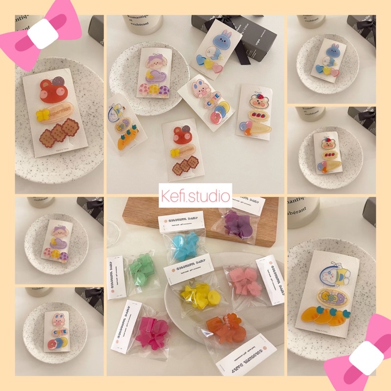 Combo kẹp tóc cute mùa hè Hàn Quốc