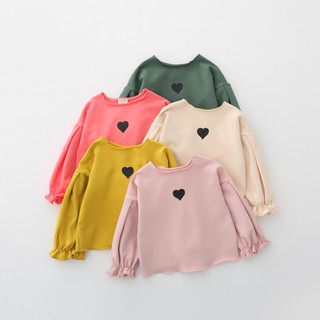 Áo thun tay phồng hình trái tim đáng yêu cho bé gái