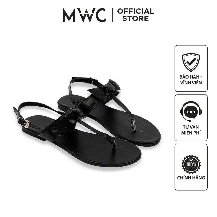 Giày MWC 2918 - Giày Sandal Quai Kẹp Phối Nơ Đế Bệt Siêu Hot