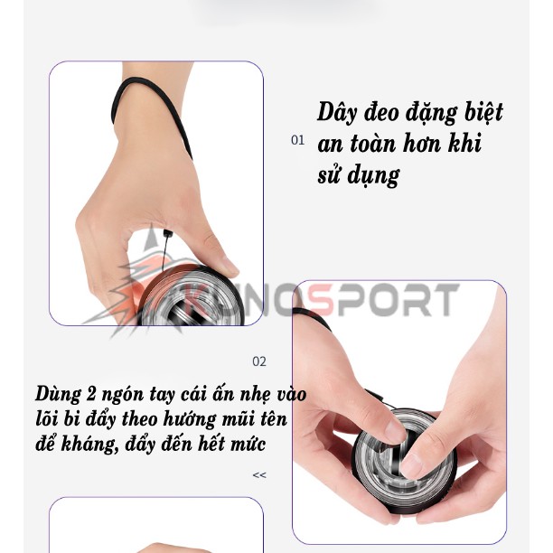 Bóng tập cổ tay GYROBALL KUNOSPORT thiết kế xoay tròn luyện tập cổ tay thơi thể thao