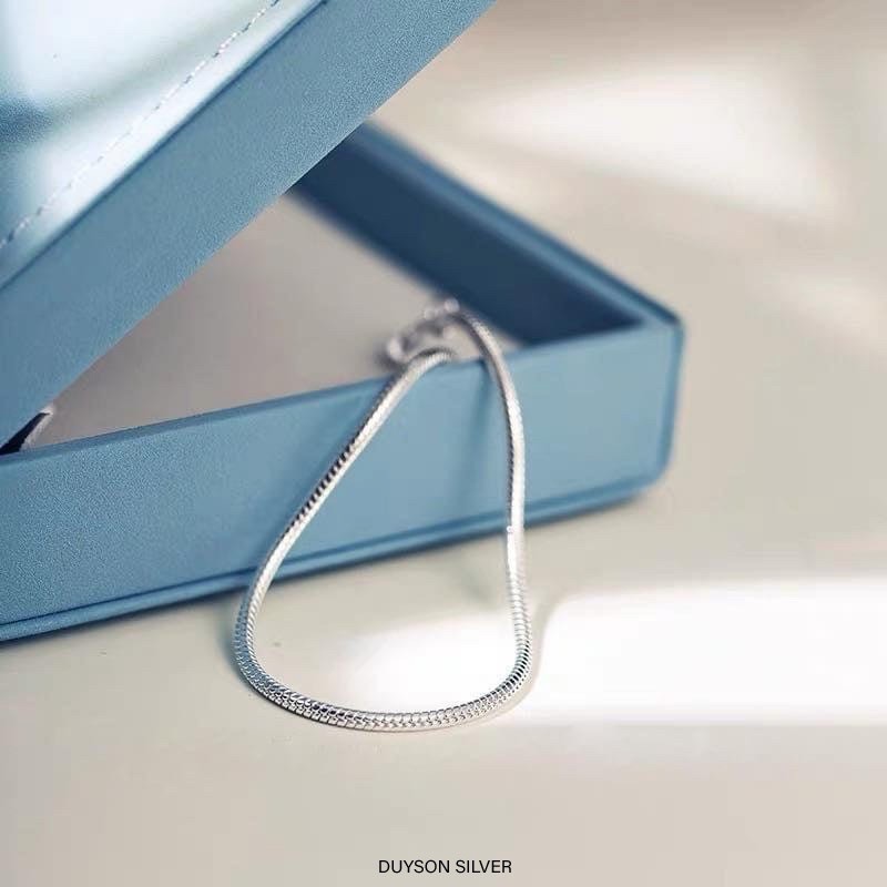 Lắc tay đôi bạc, vòng tay cặp bạc nam nữ Basic thiết kế dây mì cá tính DUYSON SILVER [LTKX15]