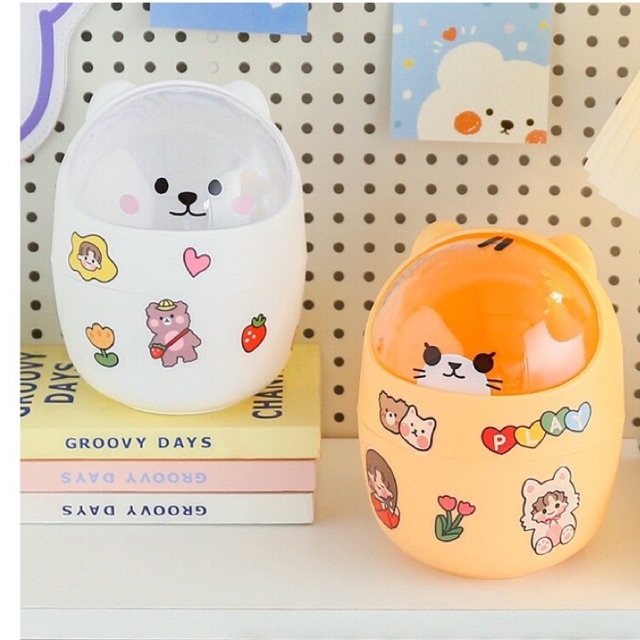 THÙNG RÁC MINI ĐỂ BÀN TIỆN DỤNG TẶNG STICKER TRANG TRÍ
