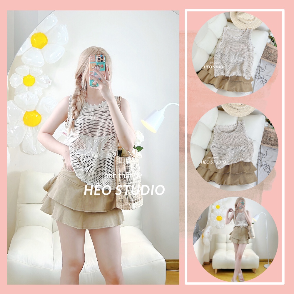 Áo Len Lưới Ba Lỗ Hèo Studio (Ảnh Thật)