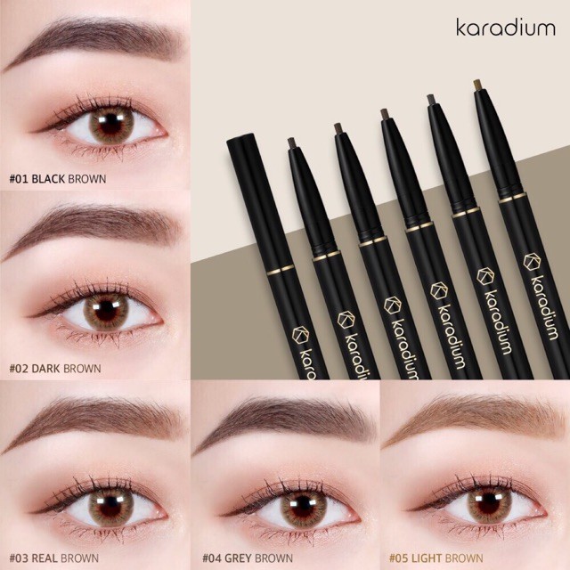 (HÀNG CHUẨN AUTH) Chì Kẻ Mày Hàn Quốc 2 đầu Karadium Flat Eyebrow Pencil 0.3g