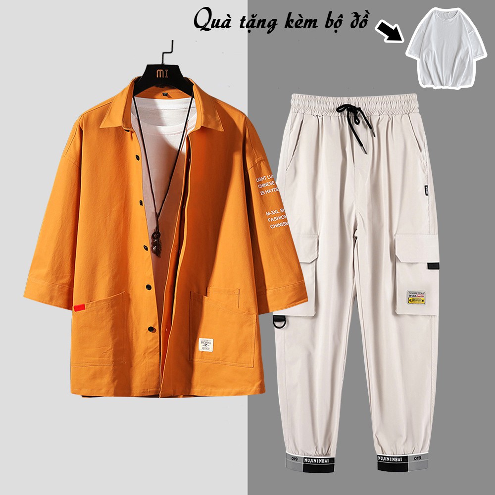 Bộ Quần Áo Nam 3 Chi Tiết Áo Sơ Mi Cổ Đức Kèm Áo Phông Trơn Và Quần Jogger Túi Hộp MENFASHION1989 SET NAM 90000150C | BigBuy360 - bigbuy360.vn
