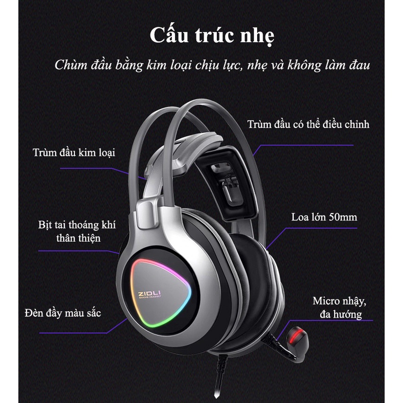 ˂PATECH˃ Tai nghe ZIDLI zcore ZH-A10 7.1 RGB Full Box - Hàng chính hãng