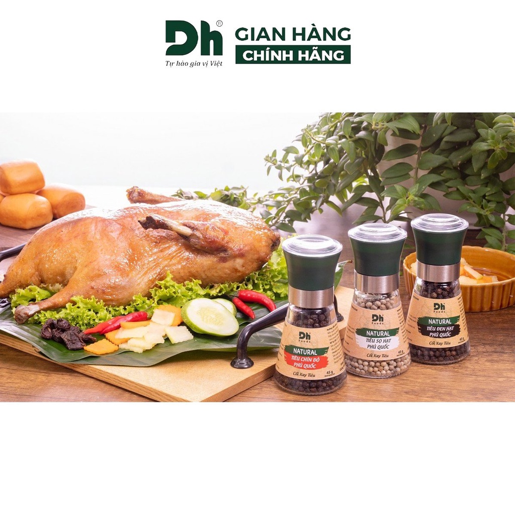 Tiêu chín đỏ Phú Quốc Natural DH Foods chế biến món ăn dạng cối xay 45gr - DHGVT53