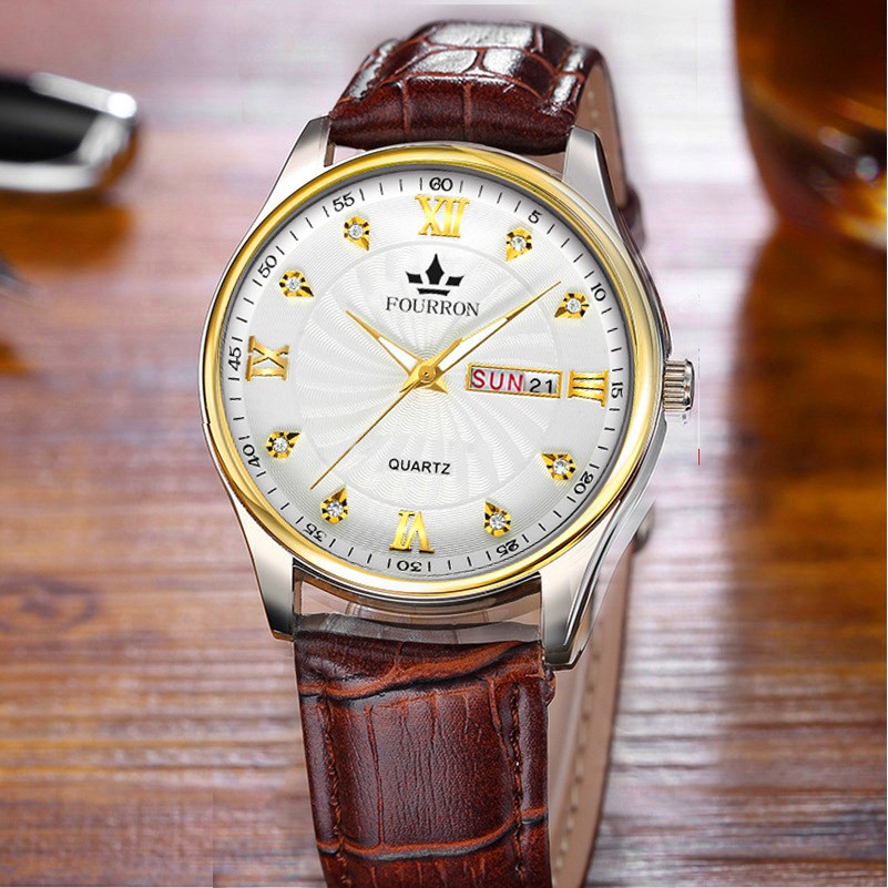 Đồng Hồ Nam FOURRON JAPAN F812 Mặt đính đá Sang Trọng Dây Da Cao Cấp_FULL BOX | BigBuy360 - bigbuy360.vn