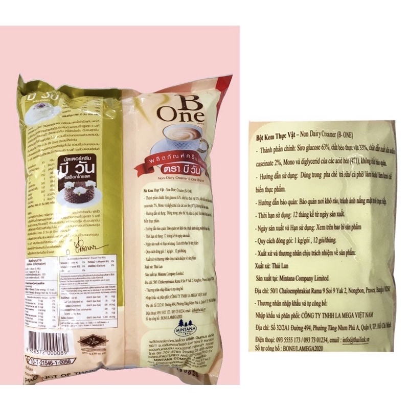 Bột kem béo pha trà sưa  thái Lan B ONE gói 1kg