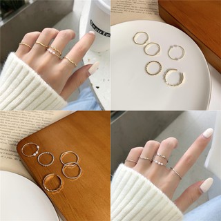 Bộ nhẫn đeo tay đính ngọc trai nhân tạo đơn giản thời trang