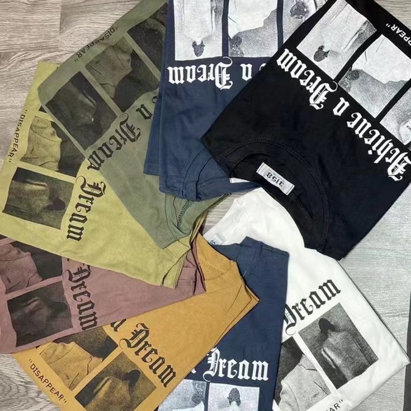 Áo phông Unisex 3158 form rộng tay lỡ in chữ thun nam nữ chất cotton hàng Quảng Châu ANDOSA AT12