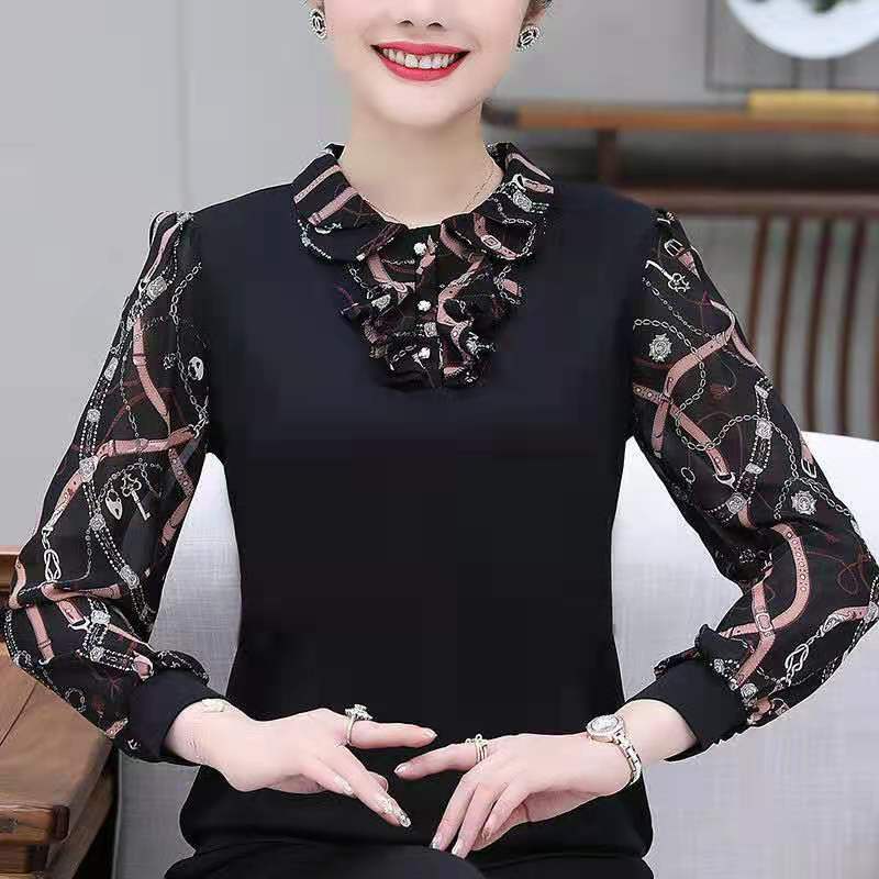 Áo Sơ Mi Chiffon Tay Dài Dáng Rộng Phong Cách Phương Tây Thời Trang Mùa Thu Cho Nữ