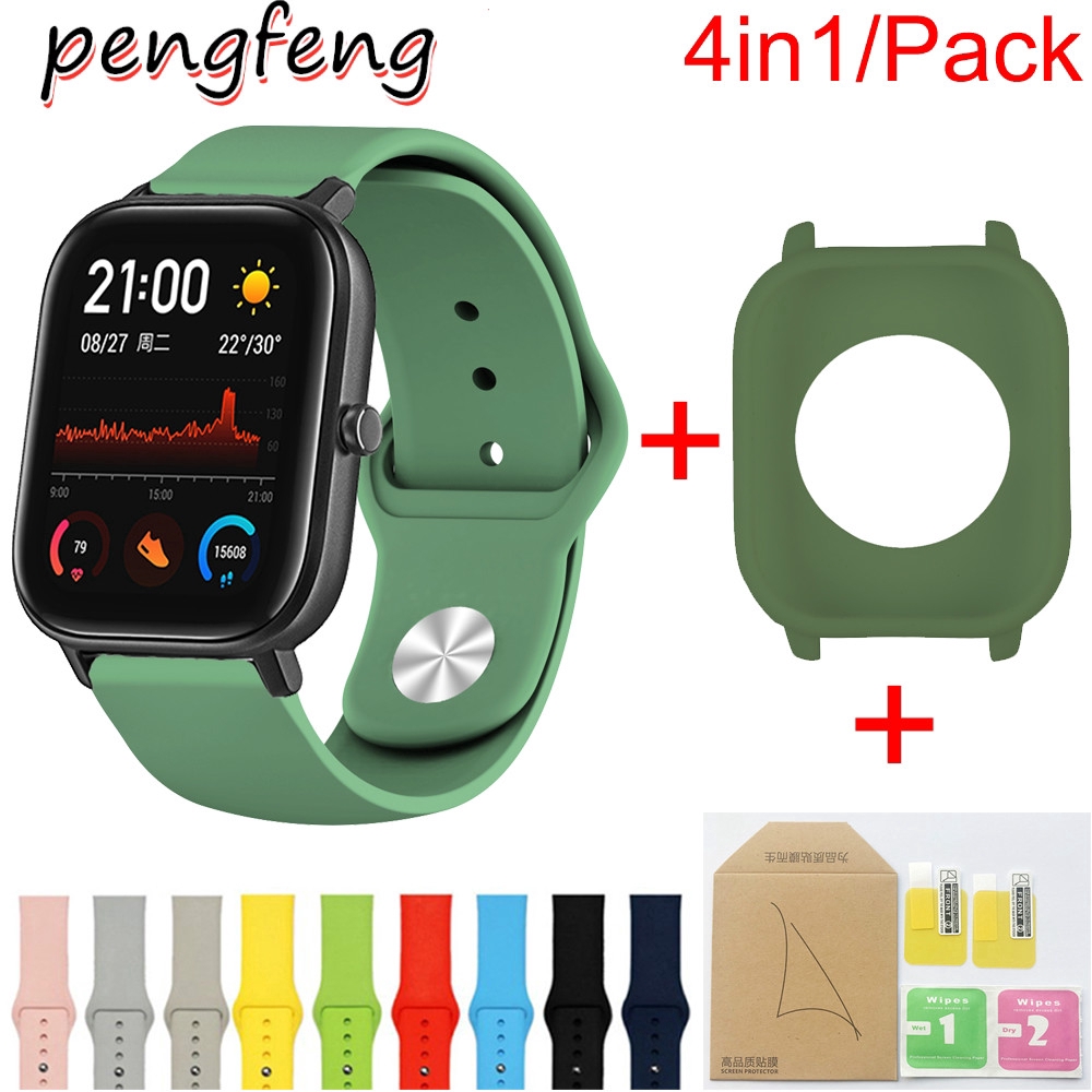 Bộ ốp silicon + dây silicon mềm + miếng dán bảo vệ cho đồng hồ đeo tay for Xiaomi Huami Amazfit GTS